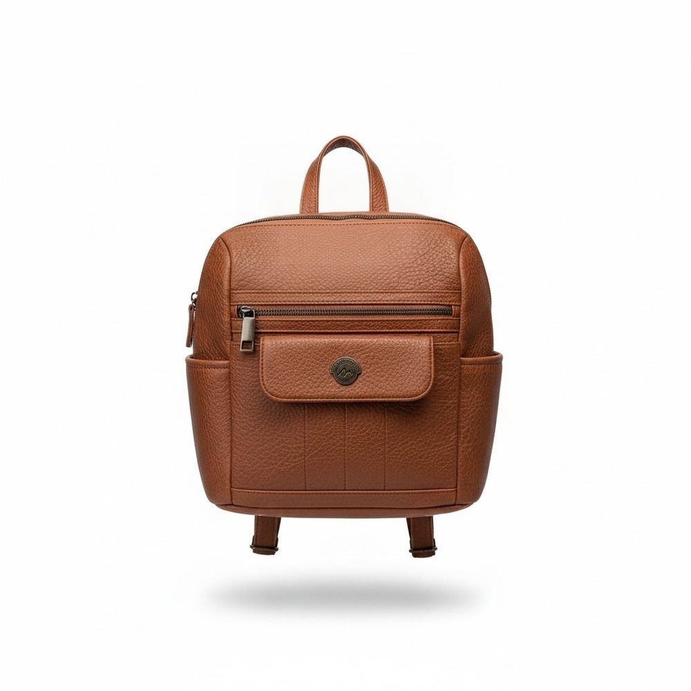 White Mountain Backpack Women Small Cognac Brown Pebbled Faux Leather Travel Bag